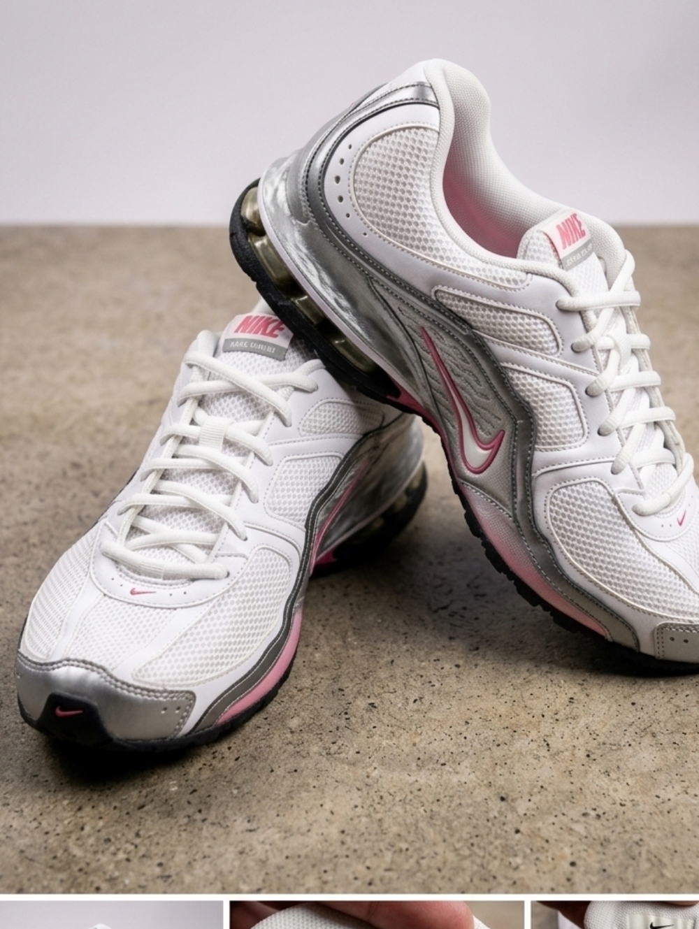Nike REAX White and Pink Mesh Athletic Sneakers